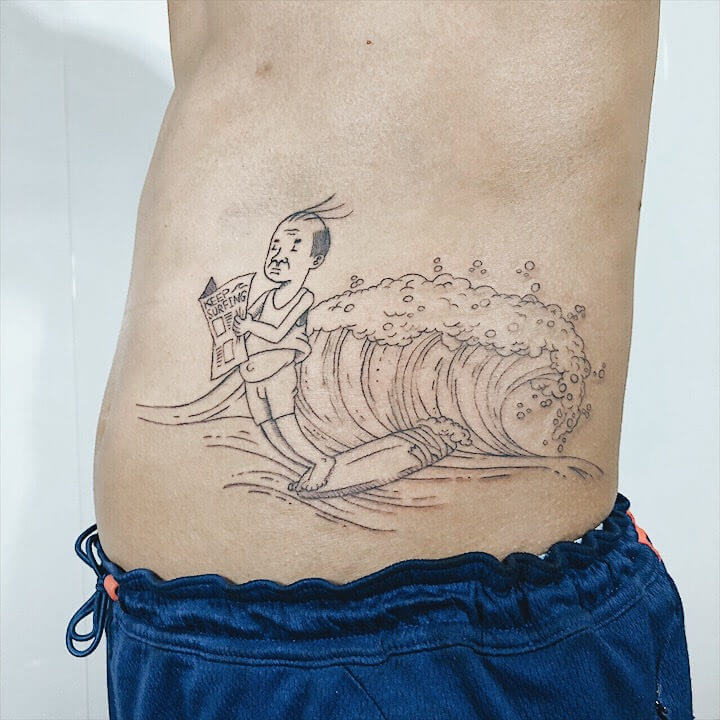 阿公衝浪圖
